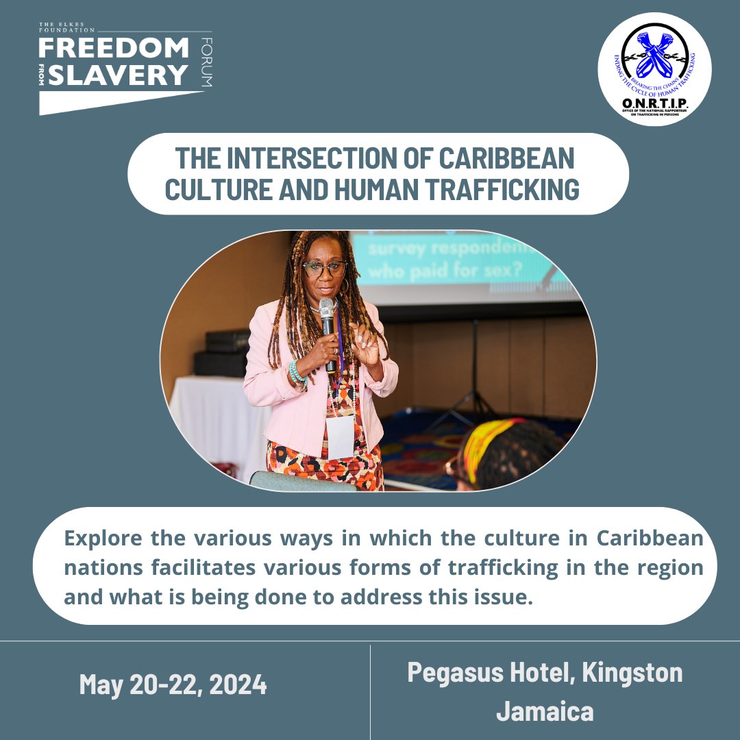 Join us at the Caribbean regional forum as we discuss the theme: Demystifying Human Trafficking in the Caribbean Context: The Intersection of Culture and Human Trafficking Register Now to join the conversation: shorturl.at/uDKLX #freedomfromslaveryforum