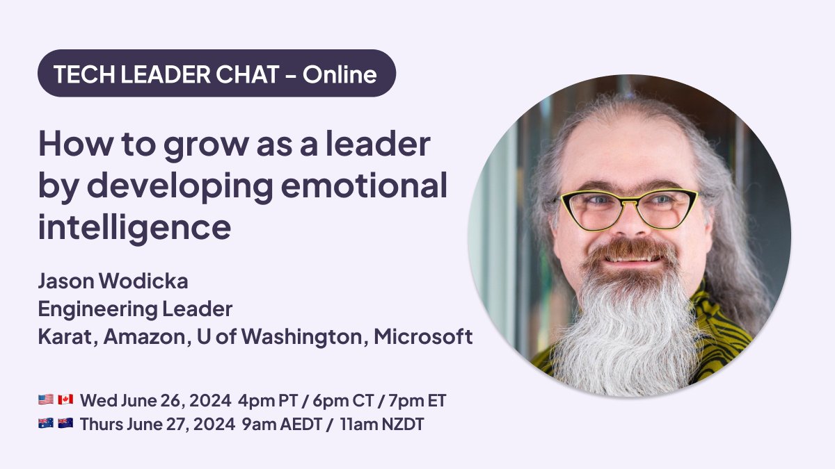 One trait of exceptional leaders = emotional intelligence! Join this #TechLeaderChat to hear Jason Wodicka share how to: - tap into emotions & coach team to do the same - leverage emotions to build more trusted, cohesive, productive relationships RSVP meetup.com/tech-leader-ch…