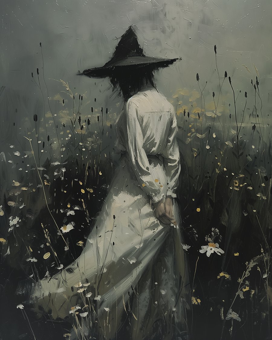 Meadow of Solitude

-

#darkacademia #darkaesthetic #midjourney #aiartcommunity #witch #occult #darkart #occultart #spooky #oilpaint #gothart #aiart #darkpainting #midjourneyart #gothicpainting #undead #nightmare #painting