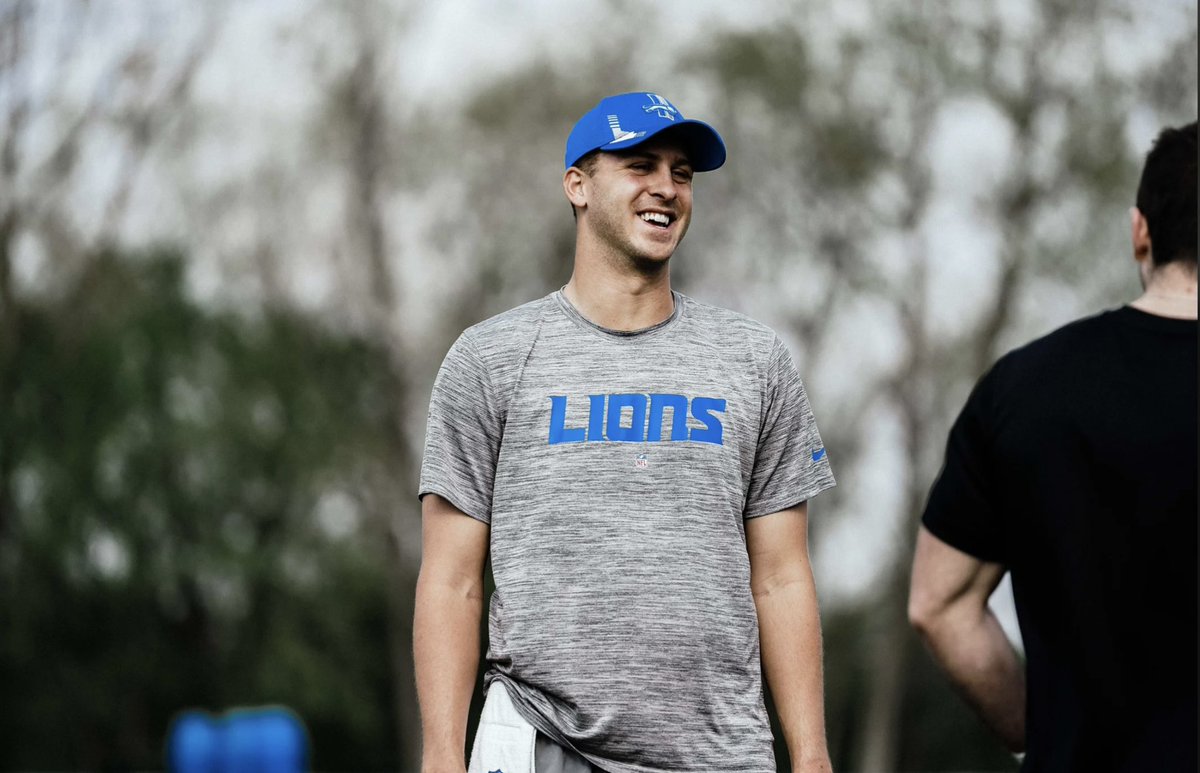 Jared Goff appreciation post! I cannot stop loving how relaxed, confident and happy our QB1 is. He knows he’s home, and he’s our QB without question #JaredGoff #OnePride