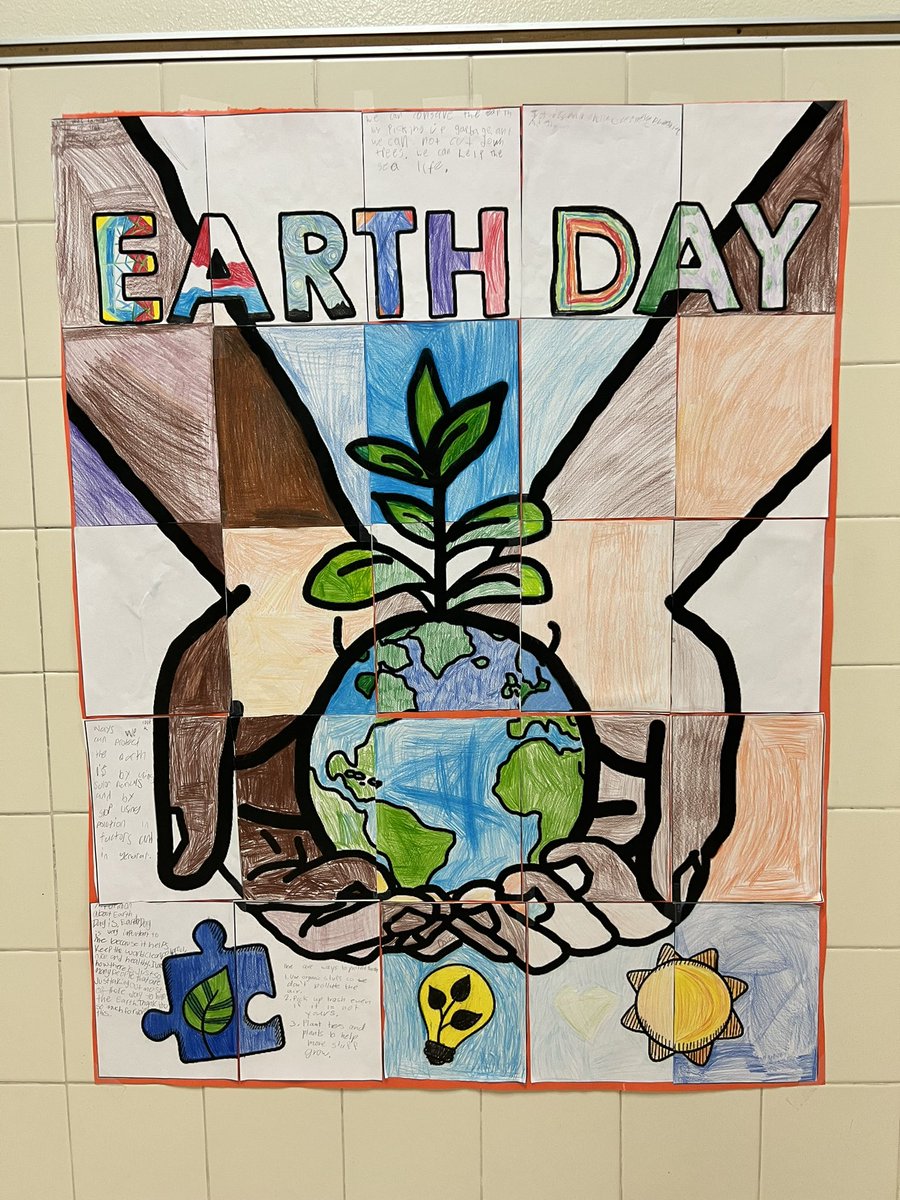 Fifth graders demonstrated immense pride in their Earth Day posters, showcasing their dedication to environmental conservation. #AlvaradoExcellence