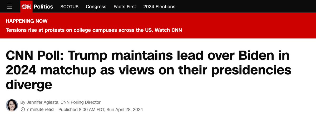 CNN Poll: Trump is ahead and a majority of Americans now view his Presidency favorably.