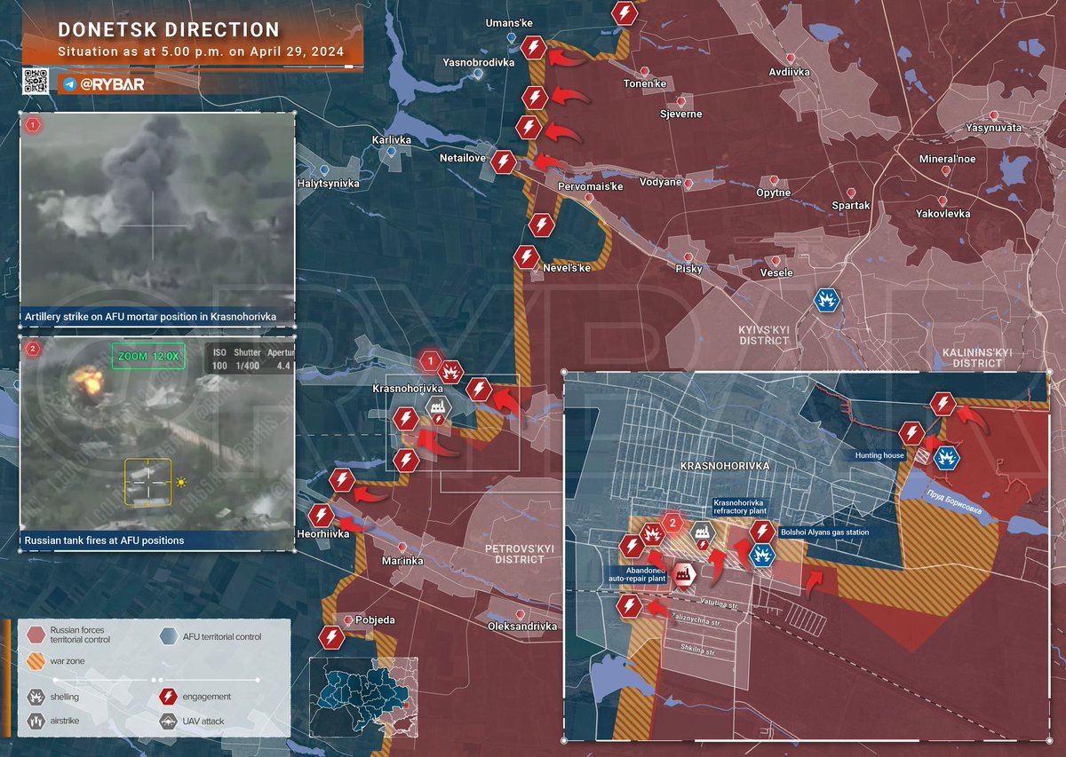 🇷🇺🇺🇦 Chronique d'une opération militaire spéciale du 29 avril 2024 Au cours des dernières 24 heures, les troupes russes ont mené plusieurs attaques contre des cibles ennemies, notamment l' aérodrome de Mirgorod, dans la région de Poltava. À Odessa, à la suite d'une interception…