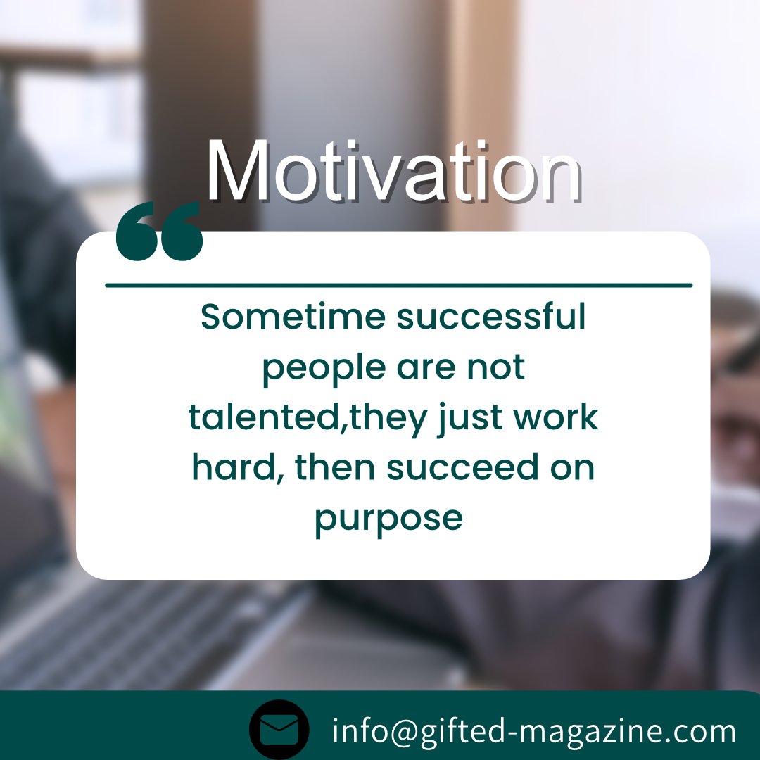 Success isn't always about talent. It's about hard work and purposeful action. Keep pushing forward, your efforts will pay off! 💪 
#Success
 #HardWork 
#PurposeDriven
#Inspiration
#Motivation
#SuccessfulMindset
#Leadership
#Community