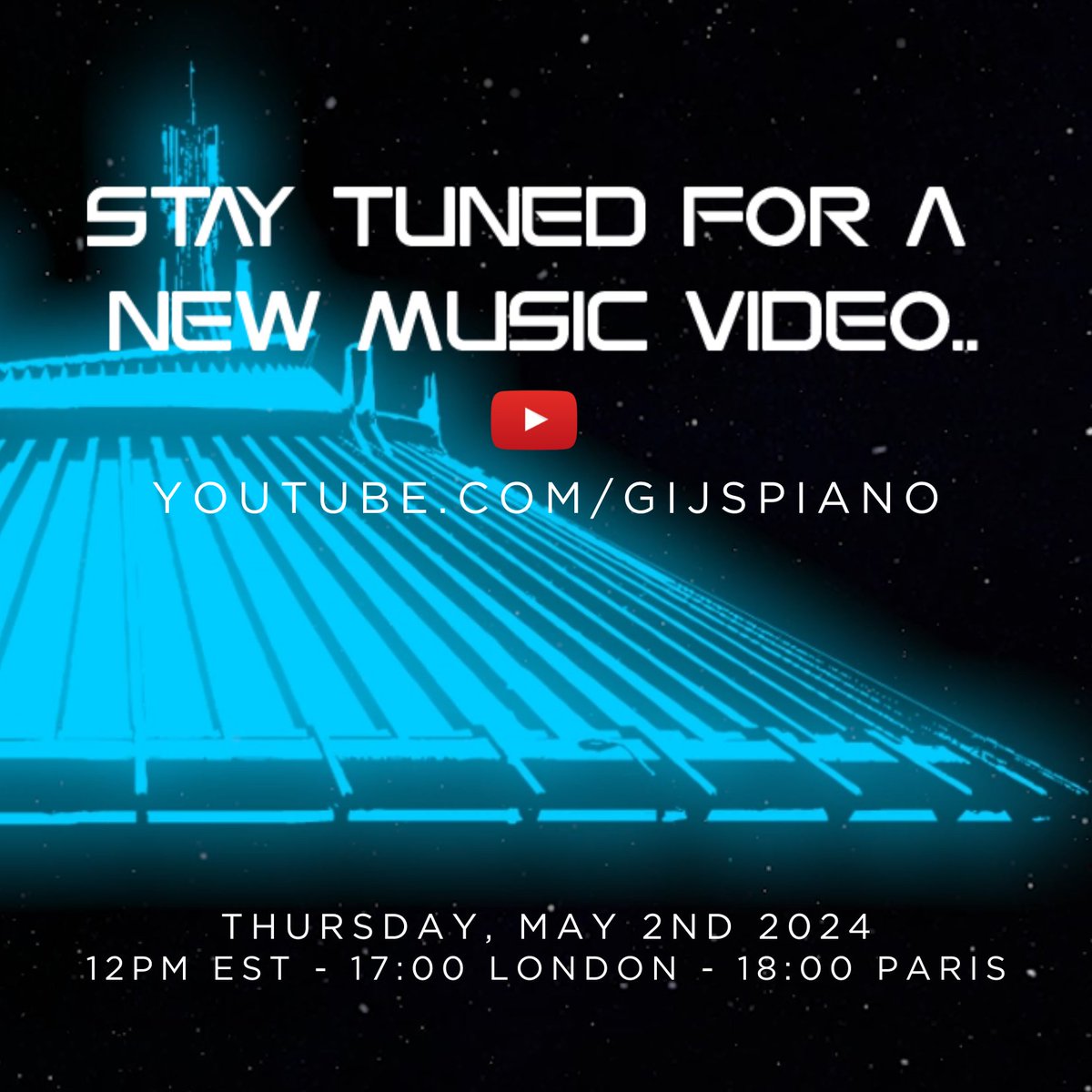 EXCITING NEWS: If you enjoy Disney Parks music, you're in for a treat! Dive into Disney history with my newest video which will be released this Thursday, May 2nd! 

Stay tuned here: youtube.com/gijspiano   

#wdw #magickingdom #waltdisneyworld #disneyworld #spacemountain