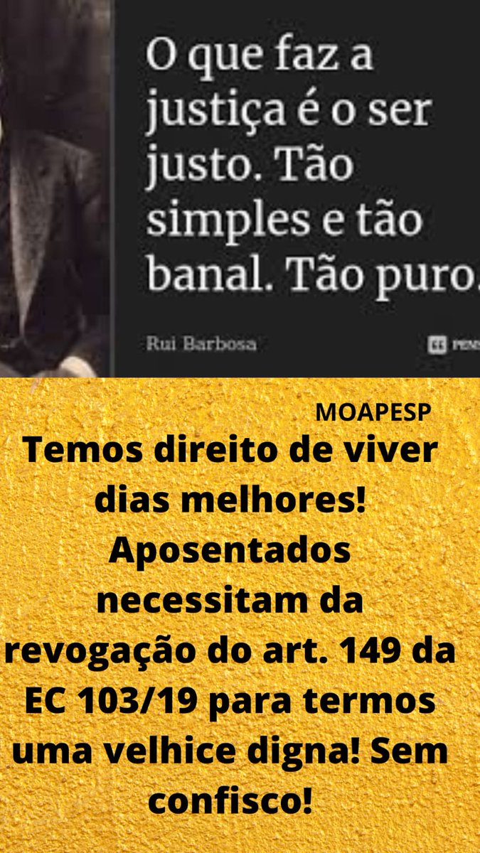 @carlosgiannazi 'Direito a uma vida digna! Aposentados clamam ao STF: revoguem o art. 149 da EC 103/19 para uma velhice sem confisco e com dignidade! @nunesmarquesK @MinAMendonca @Cristianozaninm @FlavioDino Parem Confisco 👇 #AposentadoriaJusta'