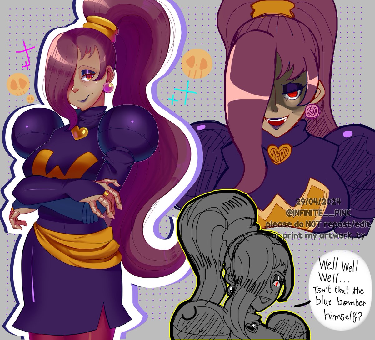 [ #Megaman + #MegamanArchie + #ロックーマン ] [ #MadamW + #MadamY ] Wily's Secretary: Madam W 💀✨ (She's the same age as him)