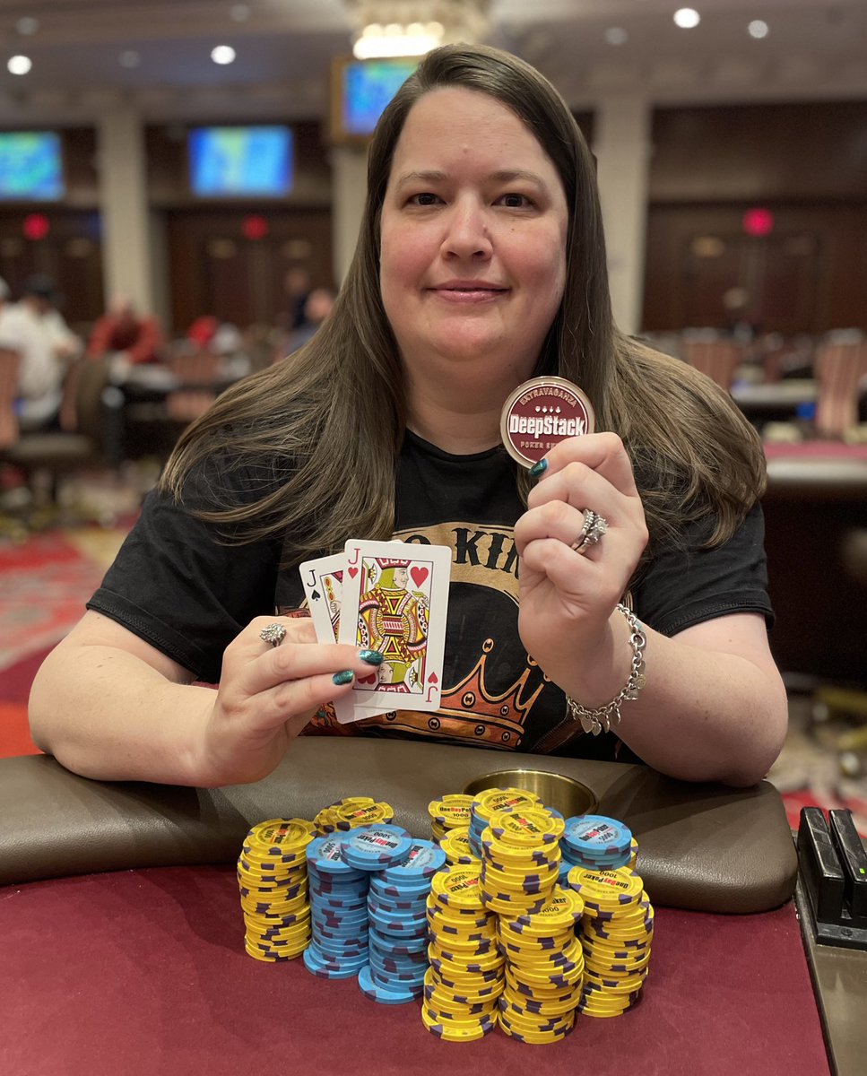 Congratulations to Crystal Robens (@robens2019) of Ashland, VA who was the winner via four-way chop in our DeepStack Extravaganza Event #51 $200 NLH Bounty $5,000 guarantee on 4.28.24 Crystal takes home the DeepStack Extravaganza bronze coin and $1,092 + bounties