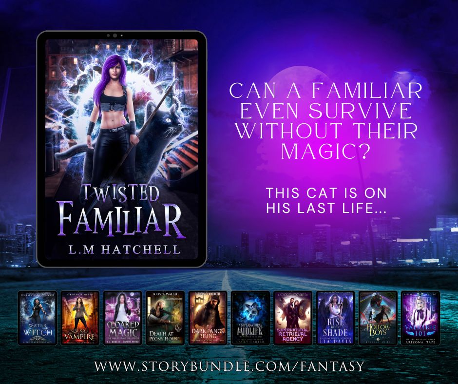 Twisted Familiar is a fresh take on a witch with a cat familiar. If you  love snark and some tongue in cheek, this is what you  want. And it's an early release you will only find in this great #Storybundle: storybundle.com/book_bundles/t… #urbanfantasy #fantasy