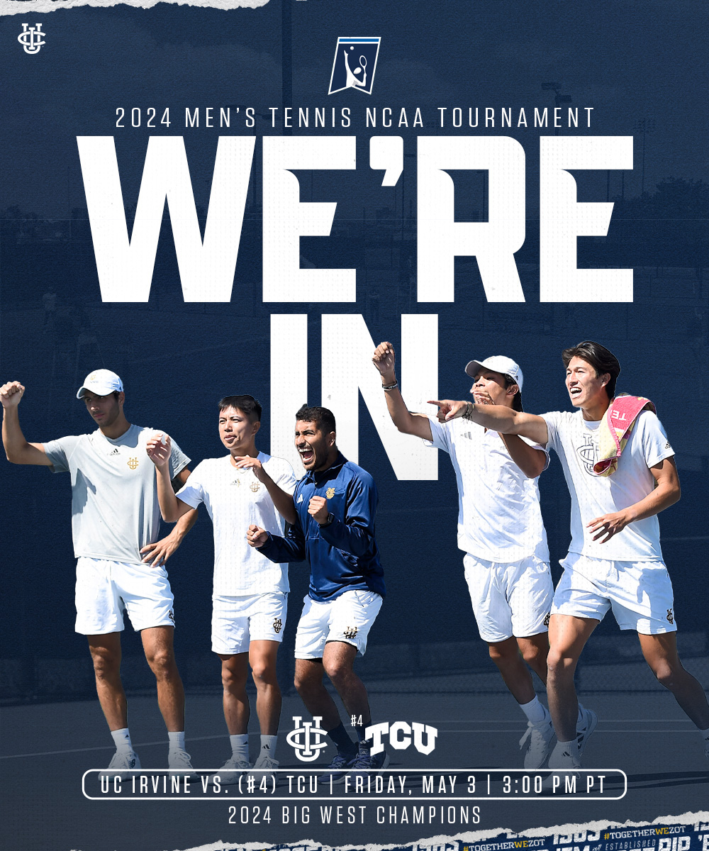VAMOSSS IRVINE ✊

Your UC Irvine Anteaters will travel to the Lone Star State to take on (#4) TCU at 5:00 pm CT/3:00 pm PT in the first round of the NCAA Tournament!

#TogetherWeZot | #RipEm