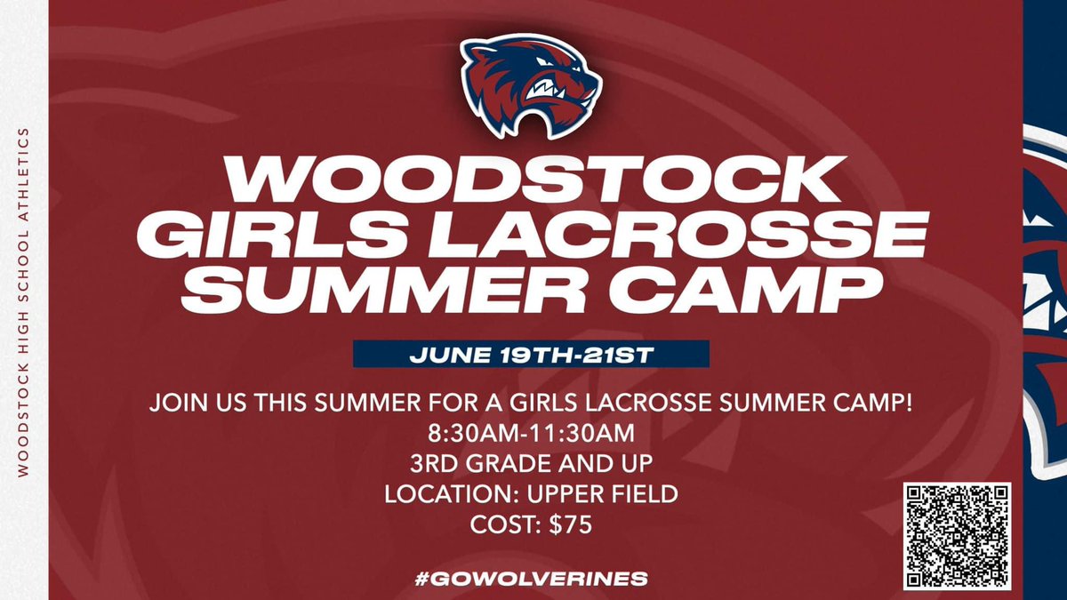 Let’s get a great turnout for the girls camp! We’d love to see as many young laxers as possible. Never played? Doesn’t matter, come out and learn!! #WeAreWoodstock