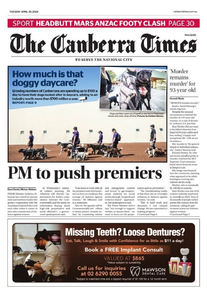 🇦🇺 PM To Push Premiers ▫PM to push premiers for information sharing about serial offenders ▫@Dana_Adele @miriamlwebber #frontpagestoday #Australia @canberratimes 🇦🇺