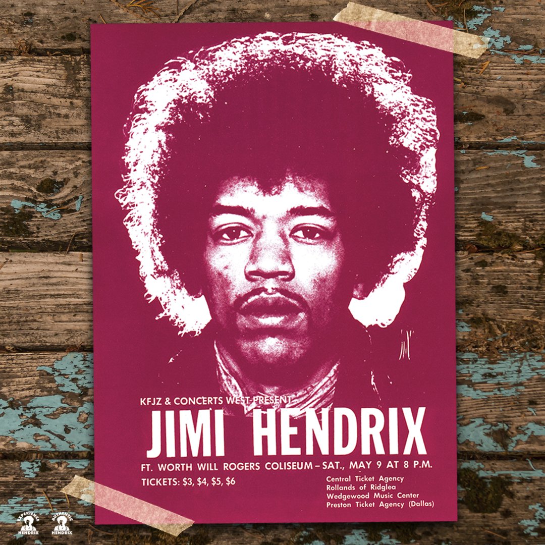 Original concert flyer from The Jimi Hendrix Experience's May 9, 1970 performance at the Will Rogers Coliseum in Ft. Worth, Texas. #JimiHendrix #Hendrix #TheJimiHendrixExperience #Texas #FortWorth