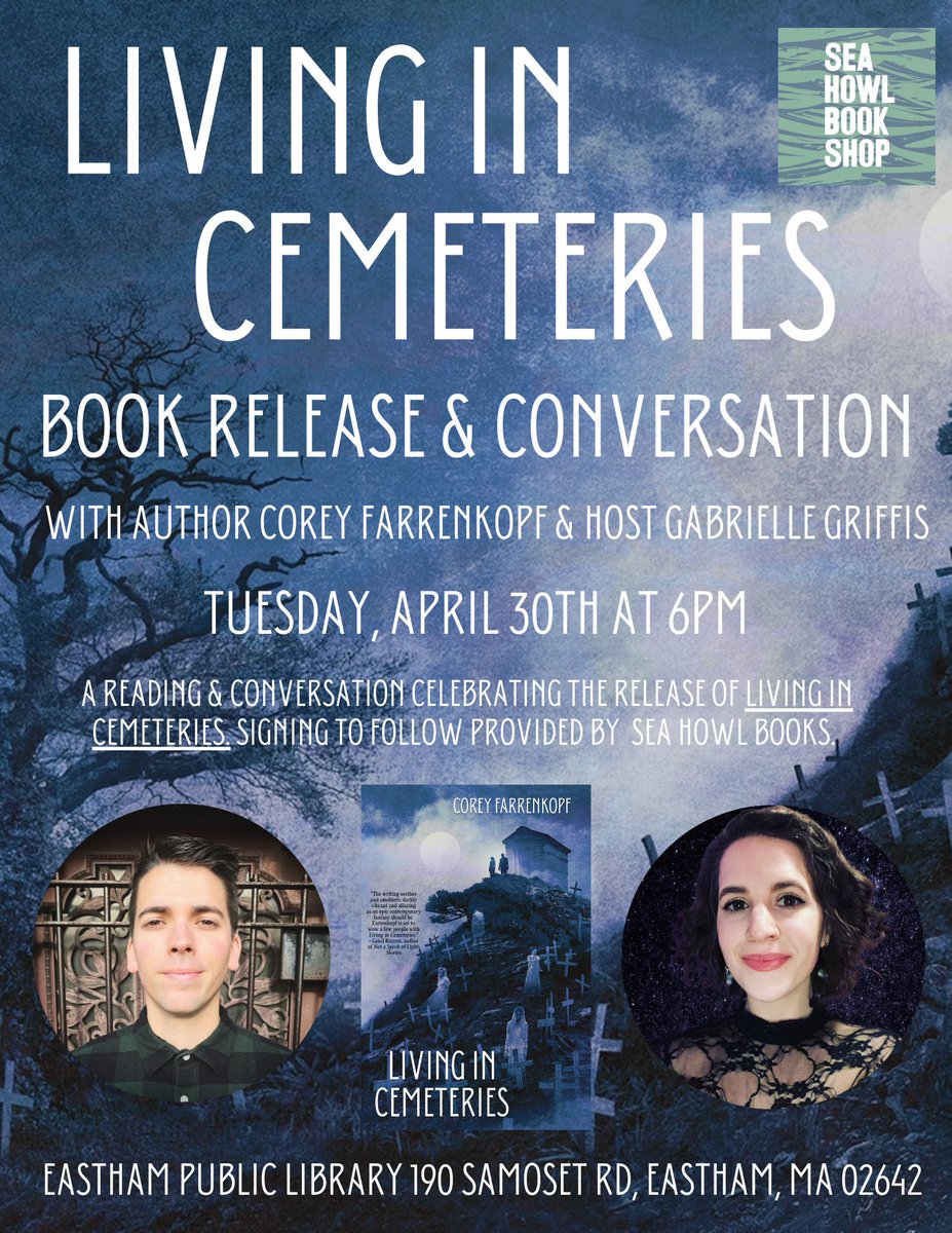 Hey! Hey! Did you know my release party for Living in Cemeteries is tomorrow night at 6 at @EasthamLibrary ??? (You probably did…that’s all my social media has been for like weeks…)