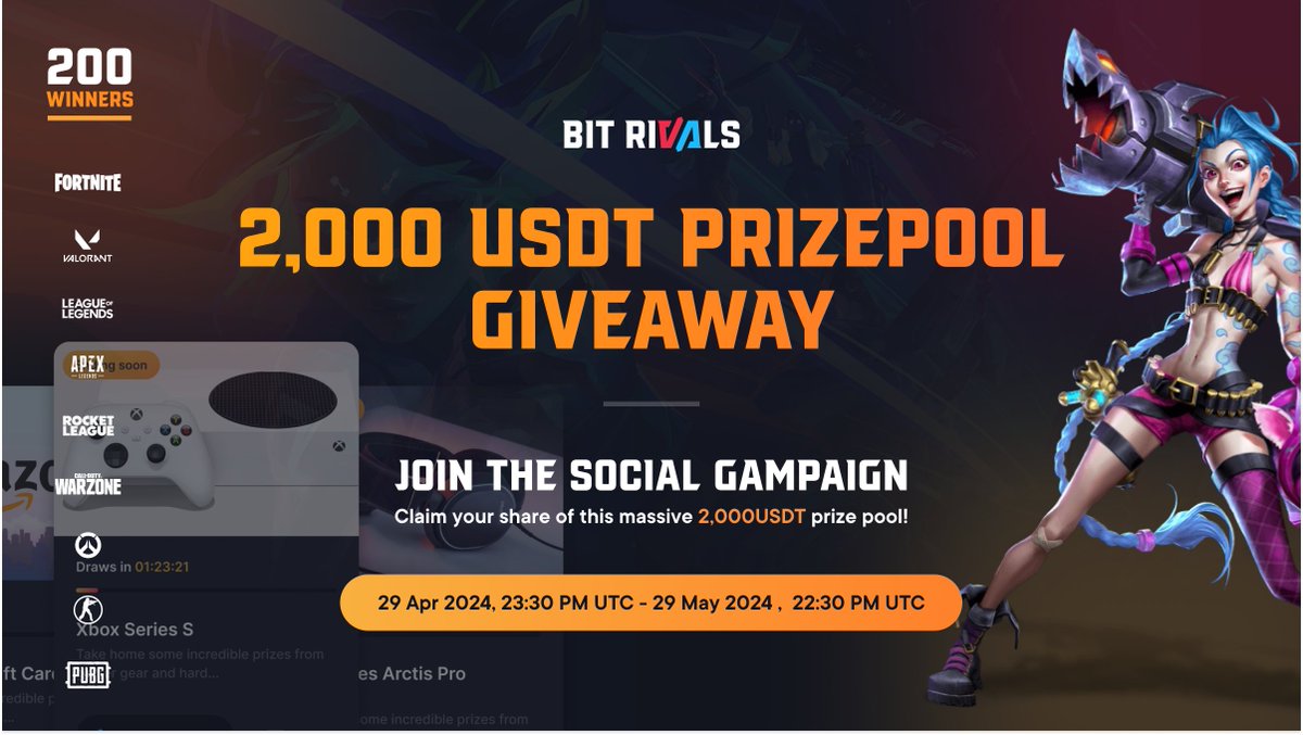 BitRivals's tweet image. 💰 Want to earn your share of 2,000 USDT? Then go to our QuestN between now and May 29 to enter! 💰

What are you waiting for? Join the action and support the platform that&apos;s bridging the gap between traditional gamers and the future of web3 gaming!