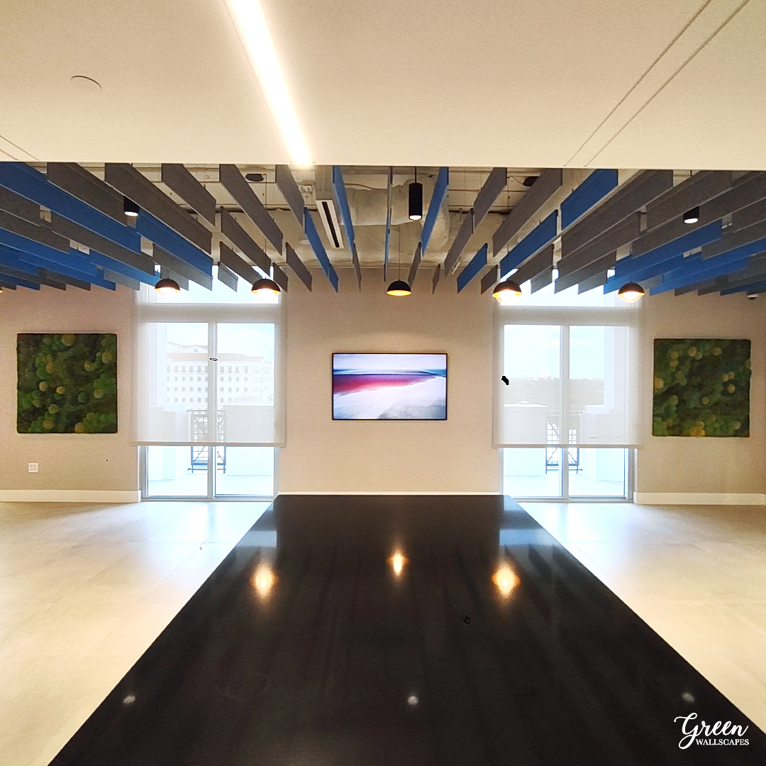 Create a focal point in your lobby or meeting room with a custom moss wall that breathes life into business as usual. 🌿📈 . . . #MossWalls #CorporateInteriors #BiophilicDesign #miamioffice #miami #commercialinteriors #conferenceroom #officedesign #officedesigner #mossart