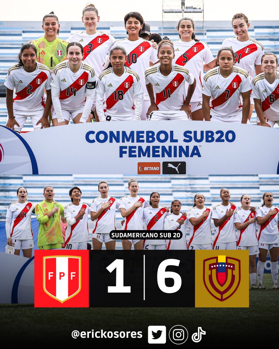 ¡DURÍSIMA DERROTA! Por segundo partido consecutivo Perú cae goleado en el hexagonal final del Sudamericano SUB 20 Femenino. Esta vez ante Venezuela (6-1). Le quedan dos partidos más a la ‘Bicolor’. 🇵🇪vs🇵🇾 (jueves 02/05) 🇵🇪vs 🇧🇷 (domingo 05/05) 👀 Tengamos fe 🥹🤞🏻