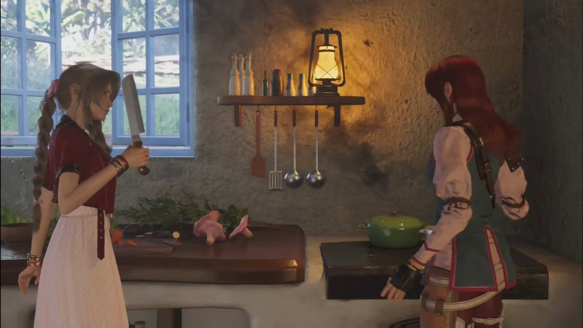 Cissnei and Aerith cooking, I never knew I needed.