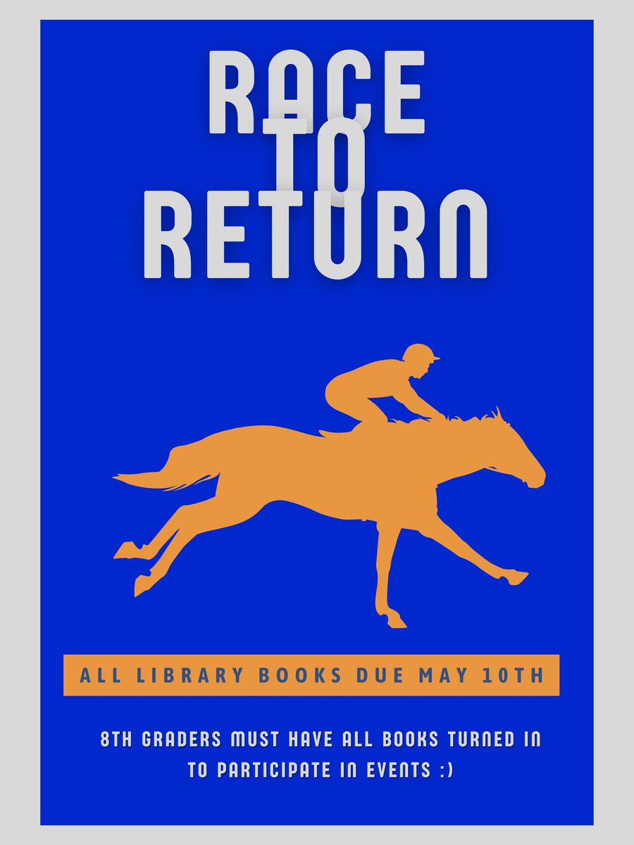 And the Race is On... A reminder to start looking in those lockers, underneath those beds, that old discarded Backpack, anywhere to find your Overdue Library Books and get them Turned In!!!! @RamseyMS_JCPS