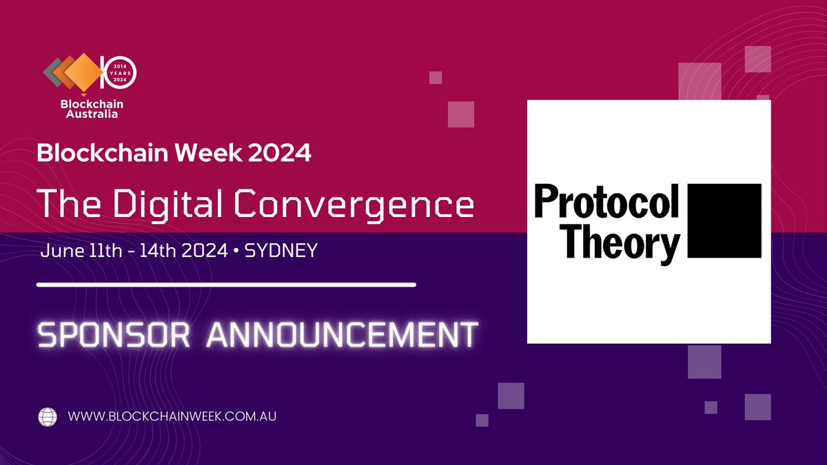 Blockchain Australia is proud to announce @ProtocolTheory are sponsoring Blockchain Week 2024, June 11-14 in Sydney! Protocol Theory is a strategic market research and consumer insights company specialising in the digital asset and Web3 space. Tickets lu.ma/BlockchainWeek