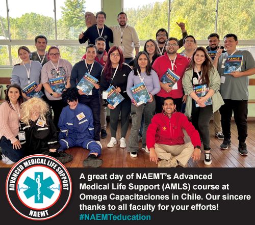 A great day of NAEMT’s Advanced Medical Life Support (AMLS) course at Omega Capacitaciones in Chile. Our sincere thanks to all faculty for your efforts! #NAEMTeducation