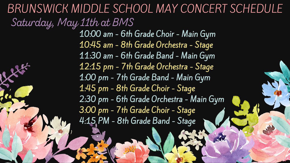 Save the date! You're invited to celebrate the hard work and talent of BMS band, orchestra, and choir students at their Spring Concert Series! Music sharpens critical thinking, refines communication skills, develops empathy, and helps students form meaningful relationships.