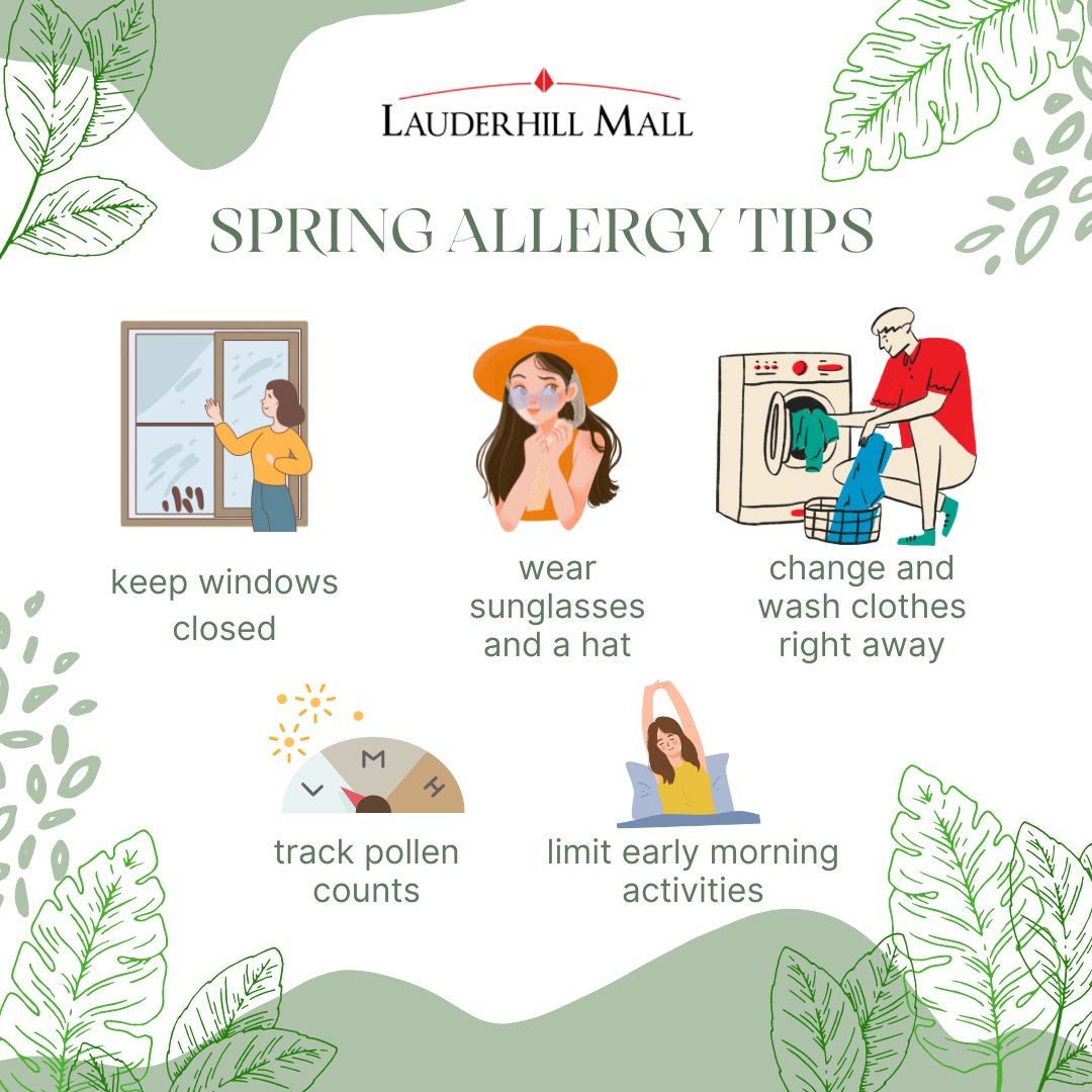 Spring into allergy season with confidence! Beat the sneezes with our top tips for managing spring allergies. 🤧 Stop by Lauderhill Mall for all your allergy essentials. #SpringAllergies #Spring2024 #SpringEssentials