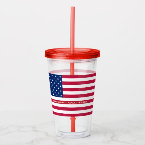USA American Flag Patriotic Personalized Monogram Acrylic Tumbler zazzle.com/usa_american_f… #Patriotic #redwhiteandblue #AmericanPride