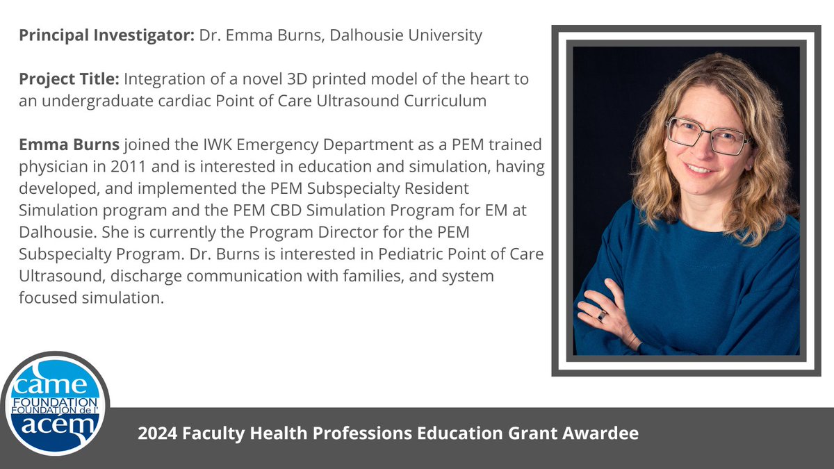 CAME Foundation (@came_foundation) on Twitter photo The CAME Foundation is happy to announce that the successful winner of the 2024 Faculty Health Professions Education Grant is Dr. Emma Burns, Dalhousie University! #HPE #HPEGrants #MedEd <a href="/DalhousieU/">Dalhousie University</a> The CAME Foundation is happy to announce that the successful winner of the 2024 Faculty Health Professions Education Grant is Dr. Emma Burns, Dalhousie University! #HPE #HPEGrants #MedEd <a href="/DalhousieU/">Dalhousie University</a>