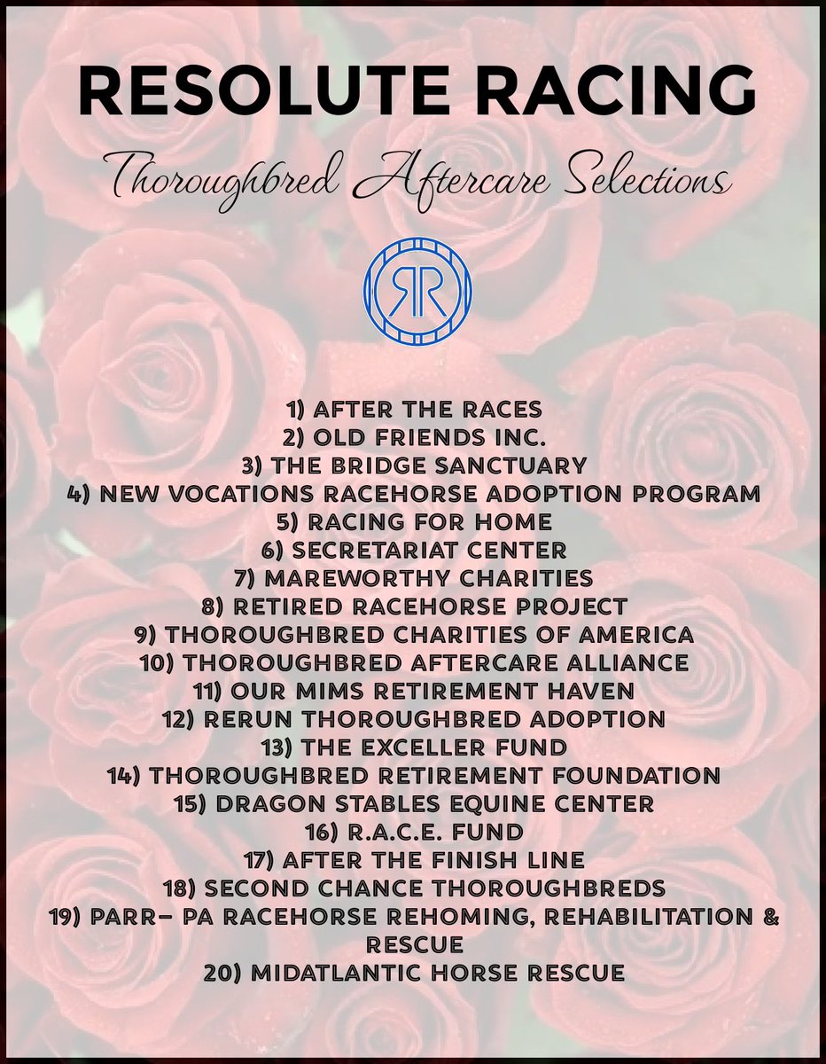 Happy to announce the 20 aftercare programs that were selected for this years @KentuckyDerby charity poker event. 

Sorry we couldn’t include everyone. 

We are raising $200k for thoroughbred aftercare. Many of you have helped to make this possible. Thank you. 

#actionnotwords