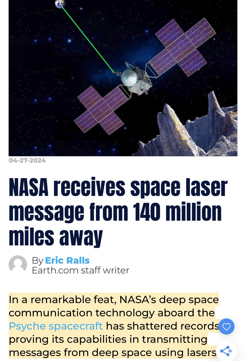 NASA receives space laser communications from 
140 MILLION MILES AWAY!
