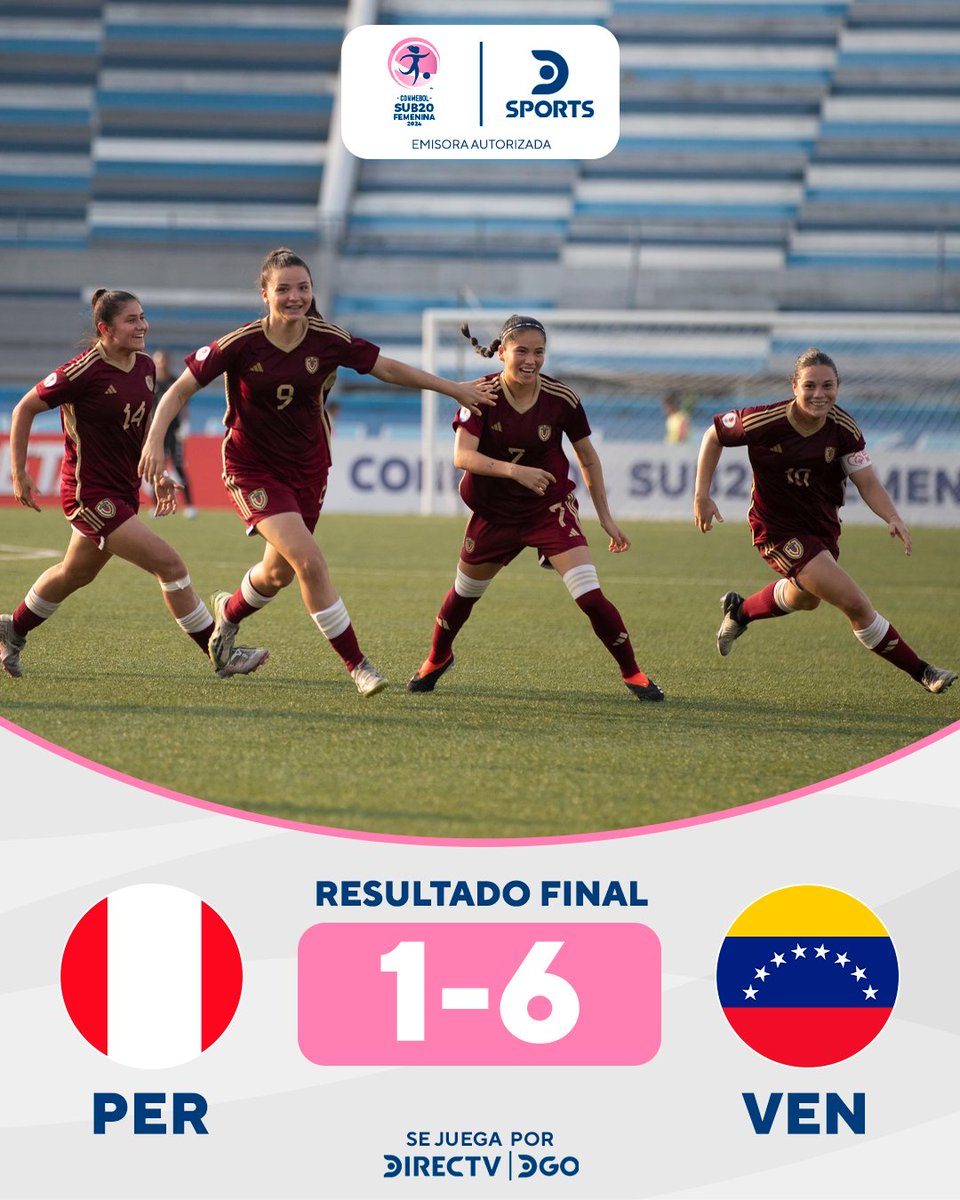 LA VINOTINTO GOLEÓ A LA BICOLOR 🇻🇪🔥 ▶ Perú cayó 6-1 ante Venezuela en la tercera fecha del hexagonal del CONMEBOL #SudamericanoSub20FemeninoEnDSPORTS. ¡Se jugó por DIRECTV y @DGO_Latam! 📸 Venezuela