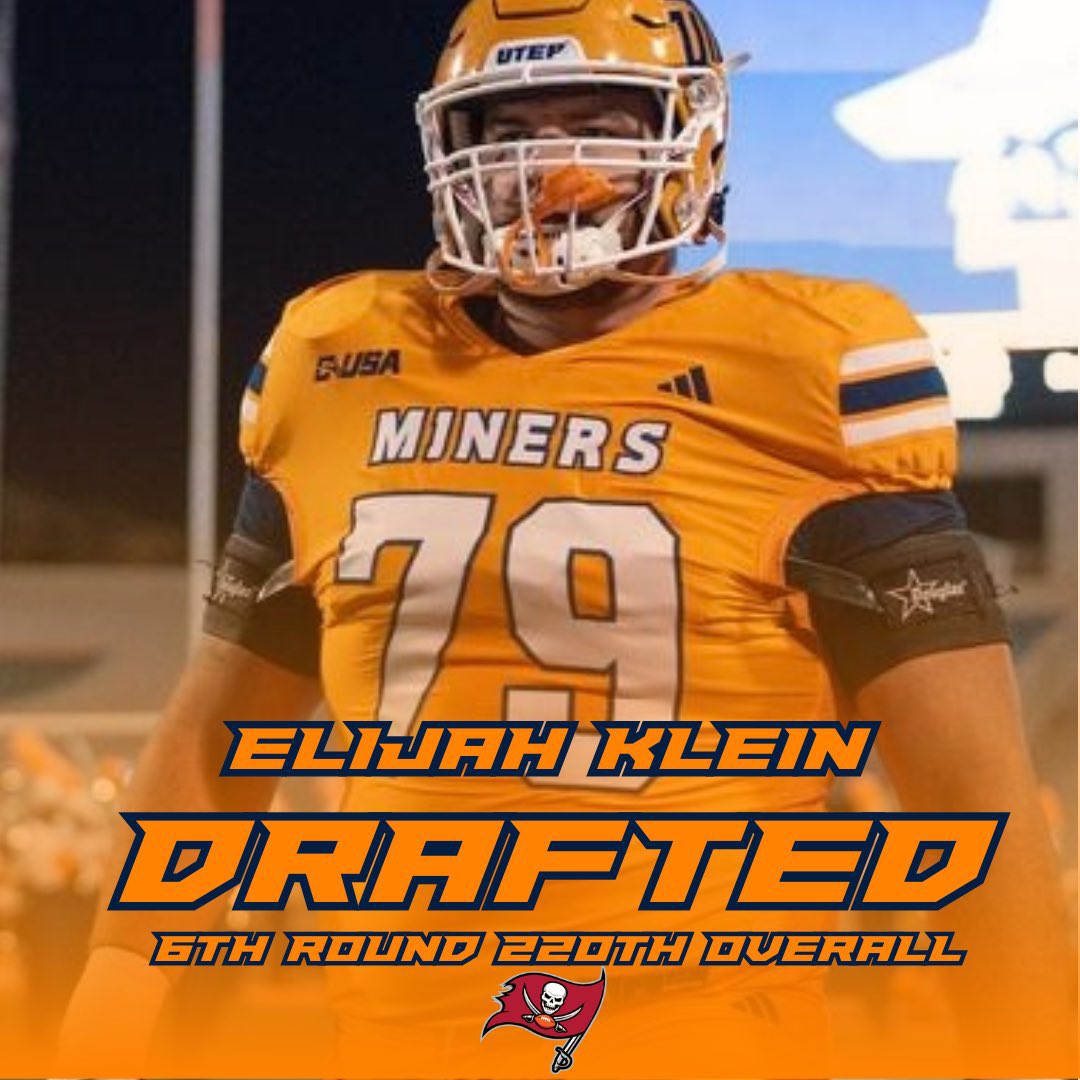 Coming up at 5:20 ‼️ Newest Tampa Bay offensive lineman and former Miner Elijah Klein joins the program to talk about his draft day. 📸 @UtepZay Listen live: 600espnelpaso.com/listen-live
