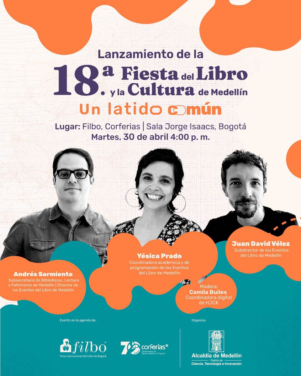 Los libros y la literatura nos unen en un latido común, por eso desde la @FILBogota lanzaremos la @FiestaLibro 📚. 🗓️ Martes 30 de abril. ⏰ 4:00 p. m. 📍Corferias. Si estás en Bogotá, ¡te esperamos! 😎