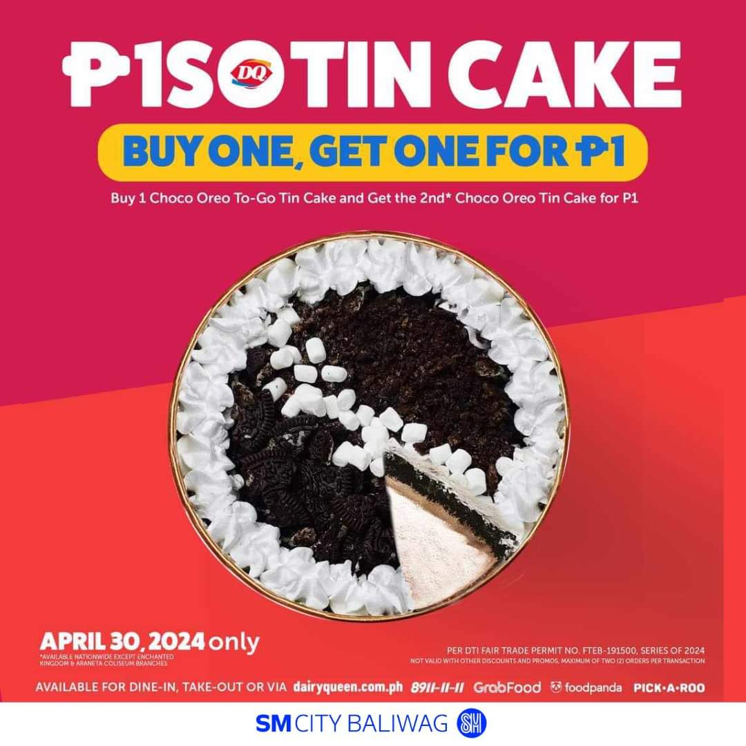 Buy 1 Choco Oreo To-Go Tin Cake, and Get the 2nd Choco Oreo Tin Cake for P1 ‼ Available nationwide on April 30, 2024.

#EverythingsHereAtSM