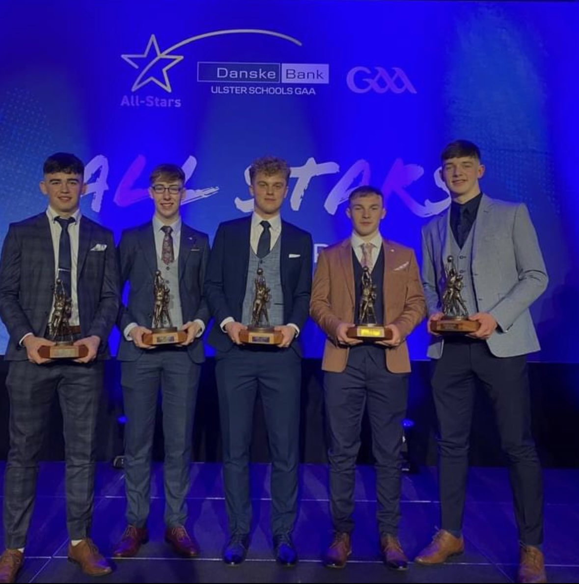 🏆Comhghairdeas mór to the 5 Monaghan recipients who received their @DanskeBank_UK @ulsterschools All Star awards on Friday night in Belfast. It was a fantastic achievement to have 5 players on the All-Star team!