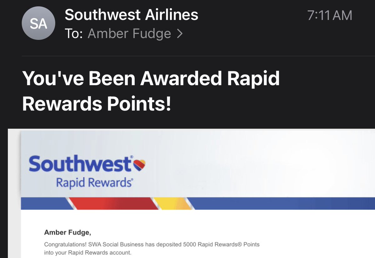 Listen sometimes it pays to just shoutout one of your fav airlines for their service! Thank you @SouthwestAir for blessing me with some reward points! 🛩️🙌🏾