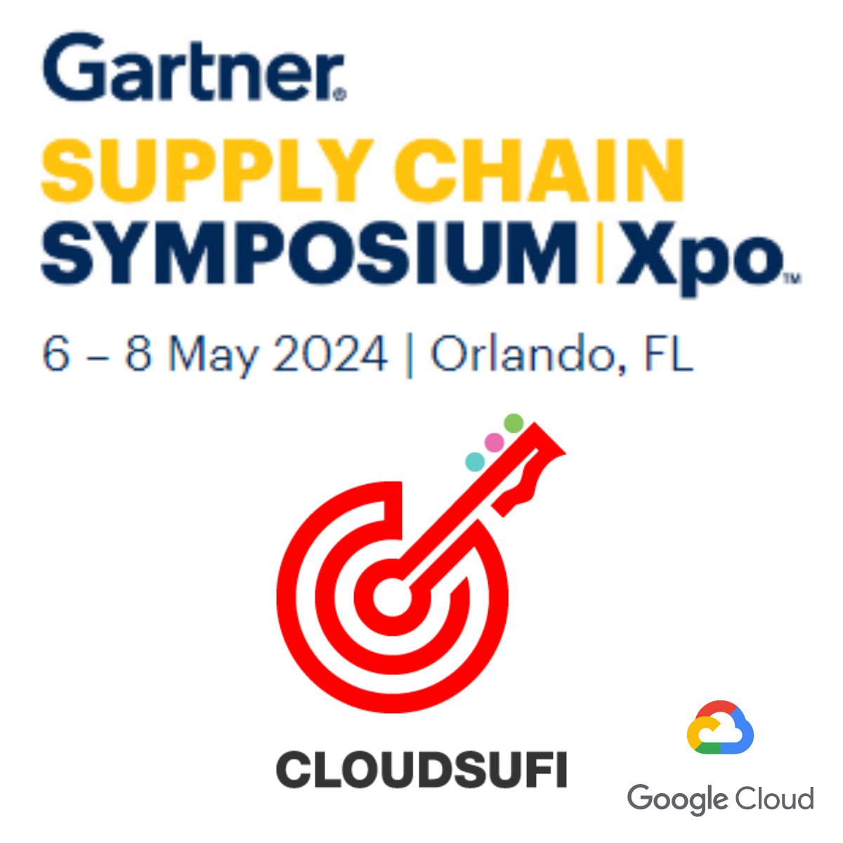 We are thrilled to announce that CLOUDSUFI will be attending the Gartner Supply Chain Symposium/Xpo 2024 from May 6-8 in Orlando, Florida. We'll be showcasing our cutting-edge supply chain solutions: 
- Demand Shaping
- Supplier Evaluation
- Inventory Visibility
- Fleet Routing
