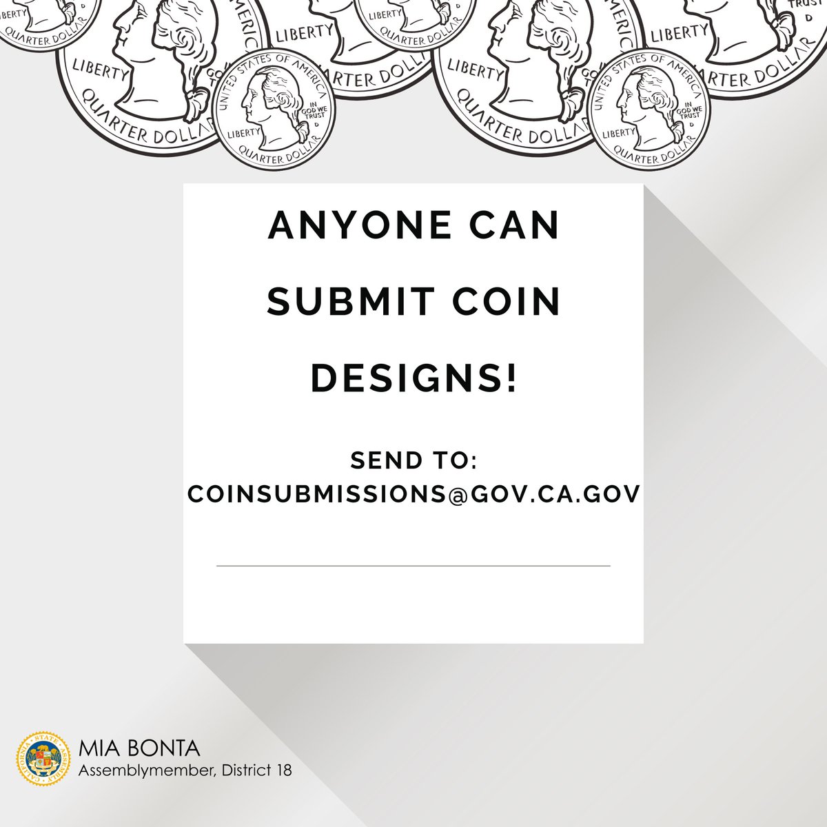 🎨Are you an artist who wants to be considered for California's $1 coin design slated to be issued in 2026? Then submit your coin design today! Anyone can submit their coin design by sending it to coinsubmissions@gov.ca.gov.