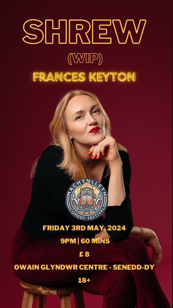 SHREW (WIP) <a href="/machcomedyfest/">Mach Comedy Fest</a> Friday 3 May 9PM 

#machcomedyfest #machynlleth #wales #comedyshow #wip #comedyfestival #shrew
