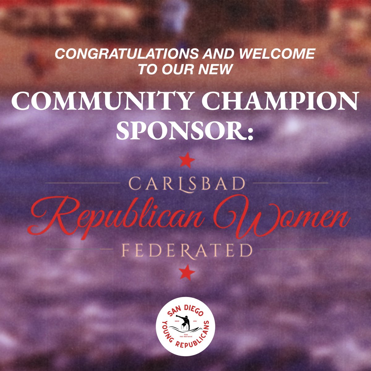 Welcome to our first Organizational Sponsor: Carlsbad Republican Women Federated! 🎉 We appreciate their efforts to empower future GOP leaders. Looking forward to advancing Republican values together! 🇺🇸 Visit our website or click the link in our bio to make a donation today!