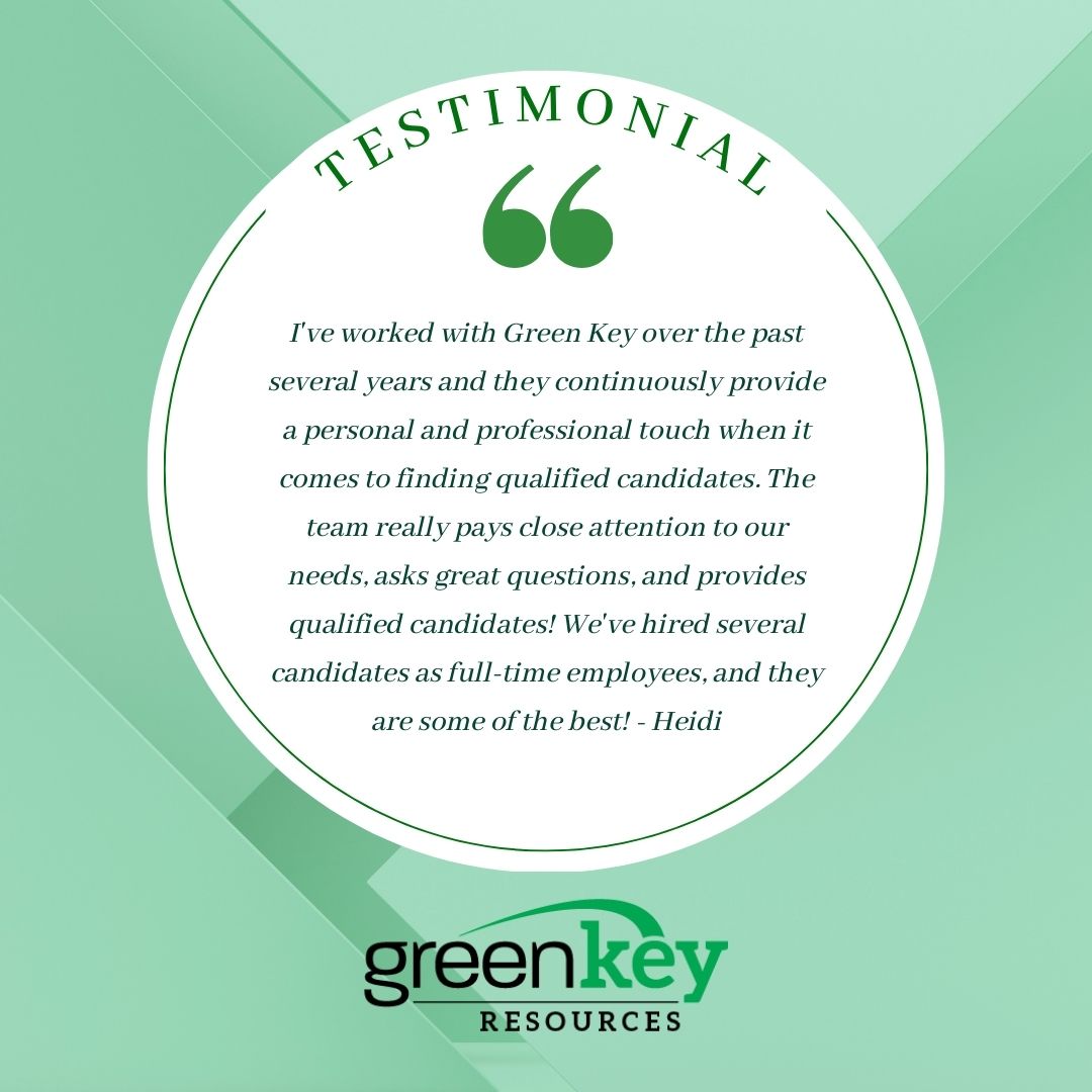 Thrilled to share this fantastic testimonial from one of our valued clients! Their words speak volumes about our dedication to excellence. 

Praises to Tish on our Professional Services team! 👏 

#clienttestimonial #recruiterlife #WeAreGreenKey