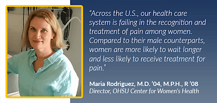 Tuesday May 14, Noon - 1 p.m. | Timely Topics webinar Join this eye-opening discussion about the clinical disparities of women’s pain - presented by Dr. Maria Rodriguez. Learn why women’s pain is often ignored, misdiagnosed & undertreated. @OHSUWomens ow.ly/TSwb50Rrnzi