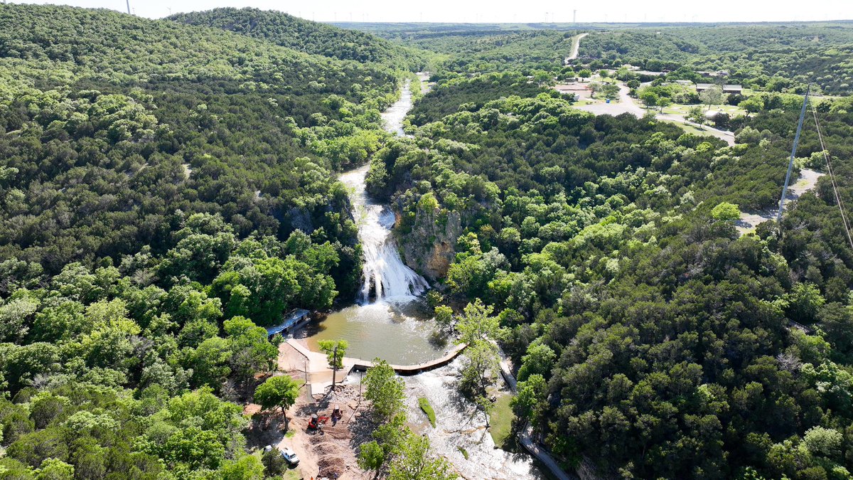 After all the storms, the water is flowing at Turner Falls.  #drone #dronepilot  #dronelife #dronephotography #dronevideo #oklahomaphotographer #waterfall #okwx #Oklahoma
