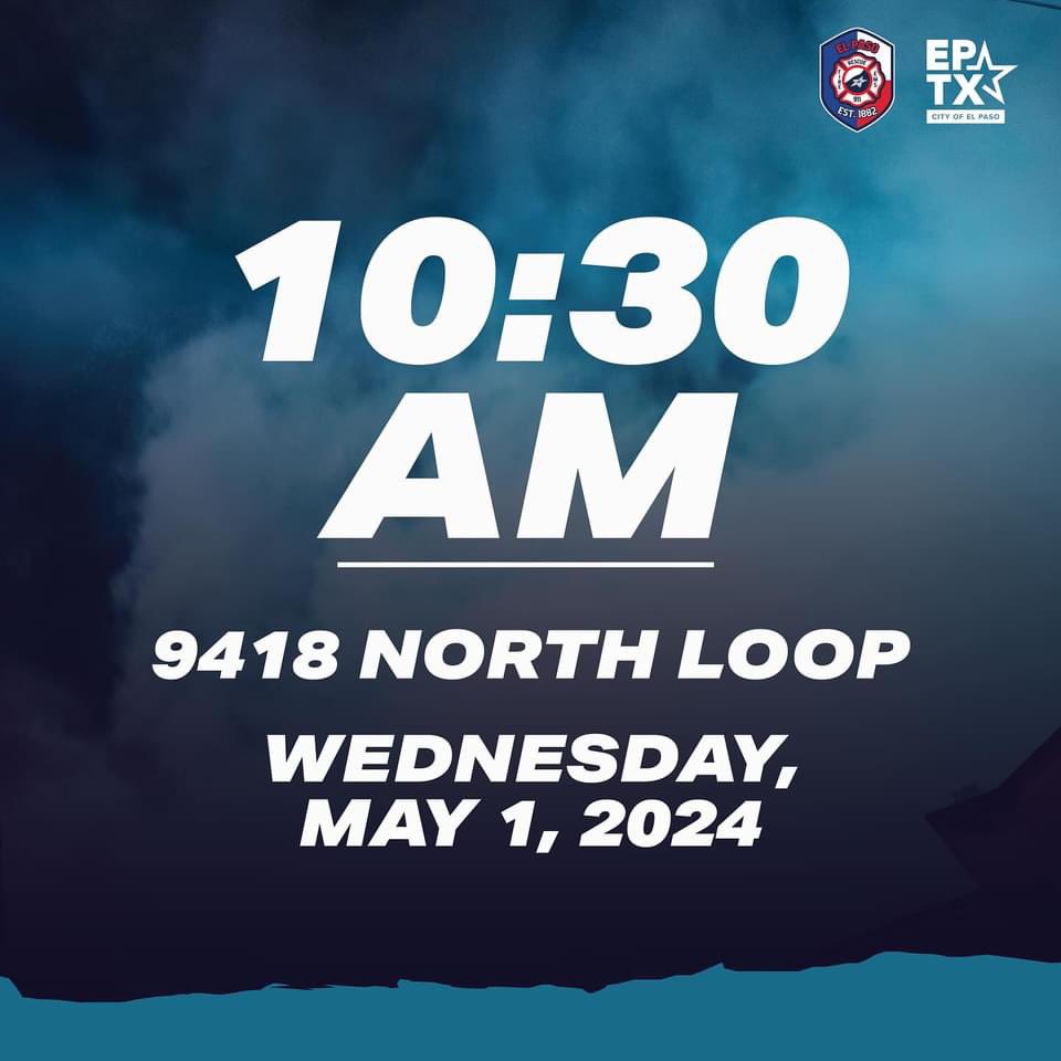 ElPasoFireTX's tweet image. Join us for the Grand Reopening of Fire Station No. 26! 🎉

We're excited to announce the reopening of Fire Station No. 26, located at 9418 North Loop.

📅 Date: Wednesday, May 1
🕥 Time: 10:30 a.m.
📍 Location: 9418 North Loop, El Paso

See you there! 🔥🚒 

#IAmElPaso #EPFD