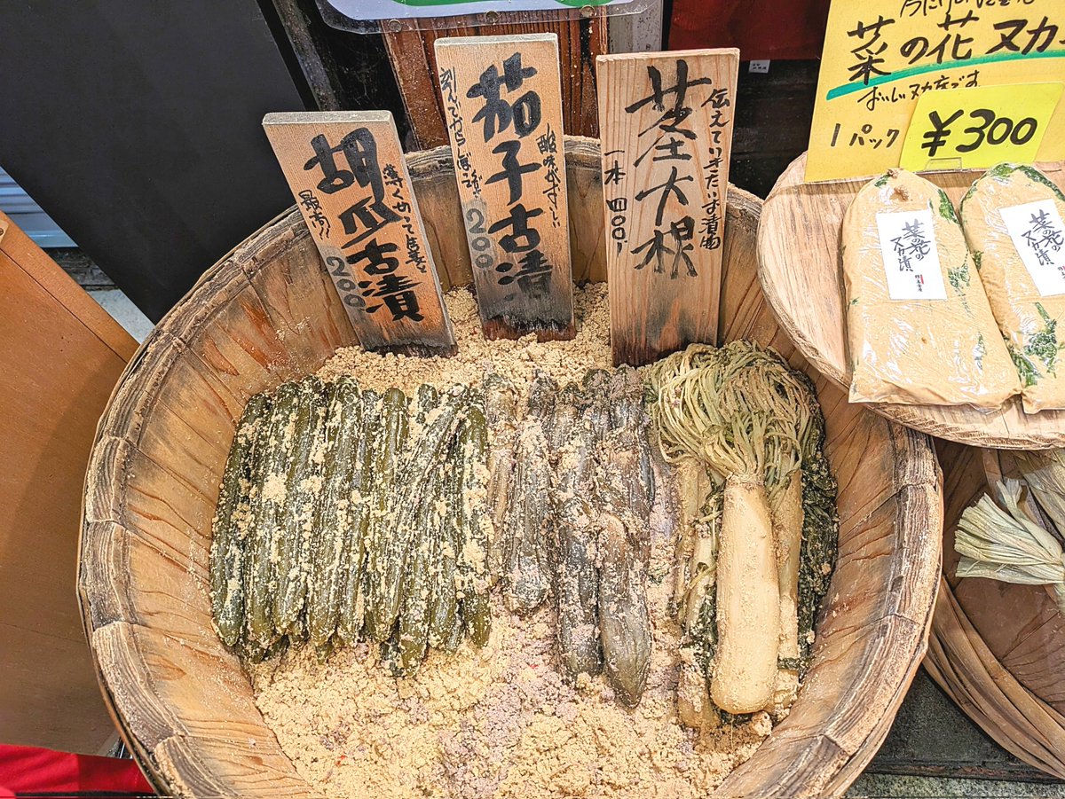 おはようございます🦭 昨日は朝から京都の河原町を探検。 錦通りという上野の市場のような活気のある商店通りに奈良漬けのような色をした古漬けを発見したので買ってもらったよ～😋ピクルスみたいにしょっぱいのかな？