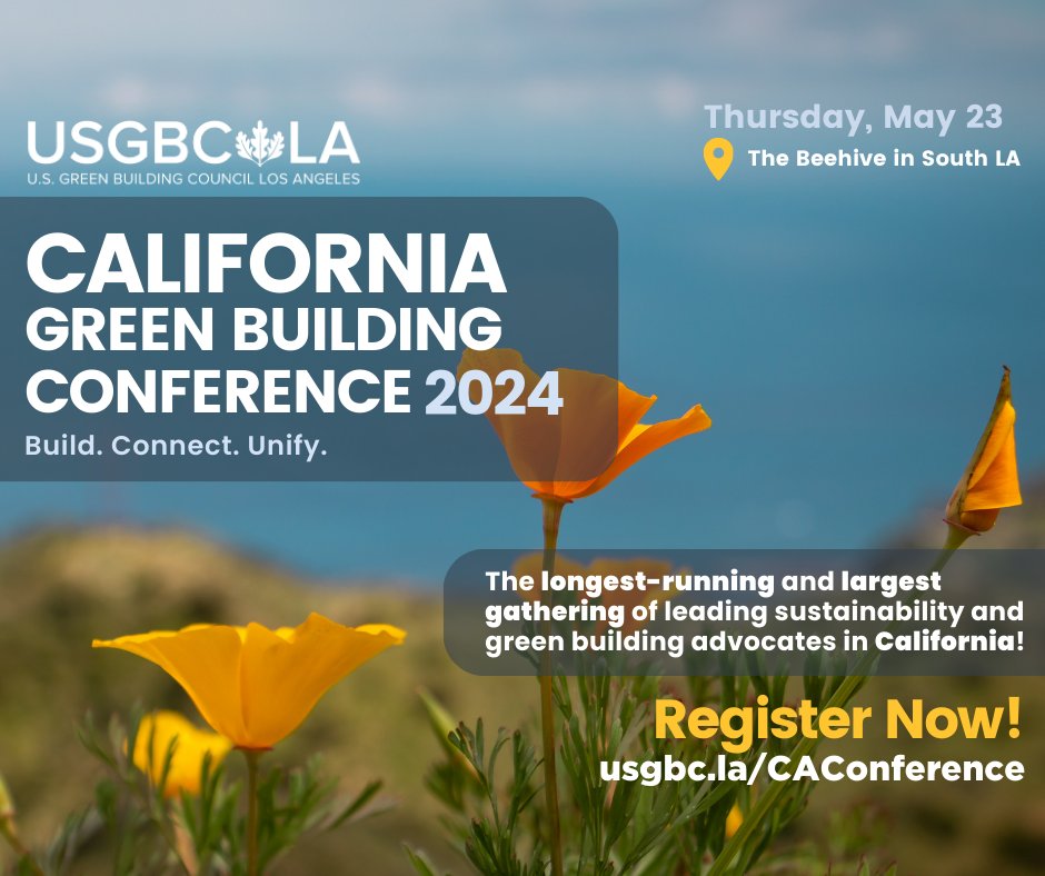 Join us at the #CAGreenBuildingConference! Learn more about our part as we partner with USGBC-LA to make this amazing event possible and work towards accelerating action for a greener future 🌎 You can register at usgbc.la/CAConference @usgbcla #Sustainability #LandUse