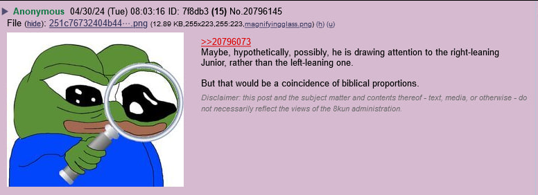 🐸🐸🐸🐸🐸🐸🐸🐸🐸🐸🐸🐸🐸🐸🐸 Interesting post and reply regarding Trump's posts about Kennedy ...... 8kun.top/qresearch/res/…