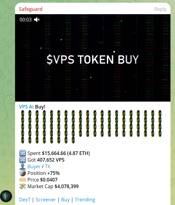 A 🐳 Whale just dropped a massive $ETH bomb on us. He bought 12 ETH worth of $VPS in just 10 minutes or so!!

This man sure knows what is coming, and took his chance 🔥!! LFG @VPS_AI , #DePIN #AI #VPS