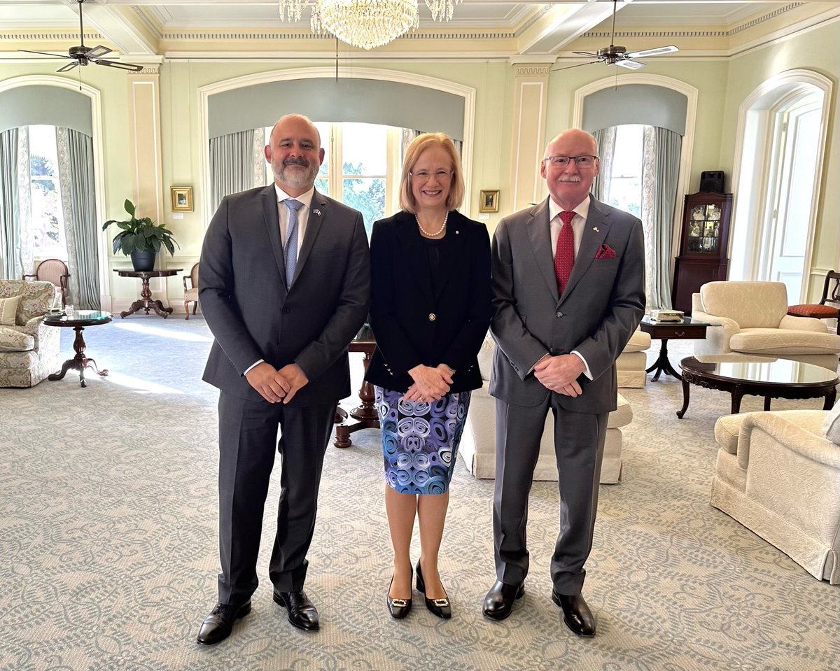 The Vice-Regal couple this morning received the Ambassador of France, His Excellency Mr Pierre-André Imbert, and Political Counsellor, Embassy of France, Ms Lucille Sancho at Government House. @FranceAustralia